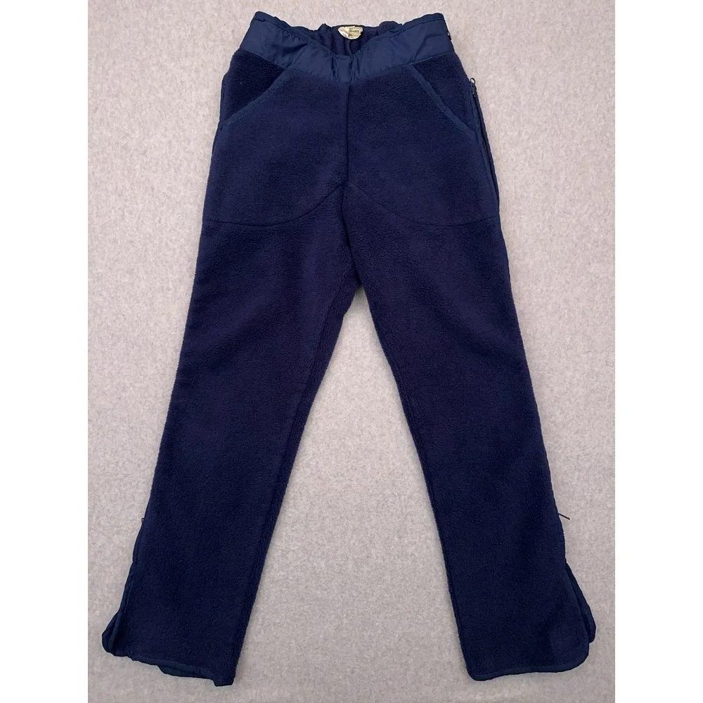 Vintage LL‎ Bean Fleece Snow Pants Men's Small Side Zip Snap Button Made in USA